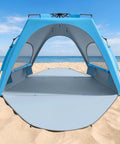 Pop Up Beach Tent Sun Shelter For 3 To 4 People, no fuss portable sun shade canopy with carry bag, UPF 30+ UV protection, sky blue