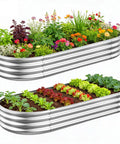 Two Pack Metal Raised Garden Bed 4x2x1ft Galvanized Planter Box For Backyard Veggies And Flowers Open Bottom Drainage Design