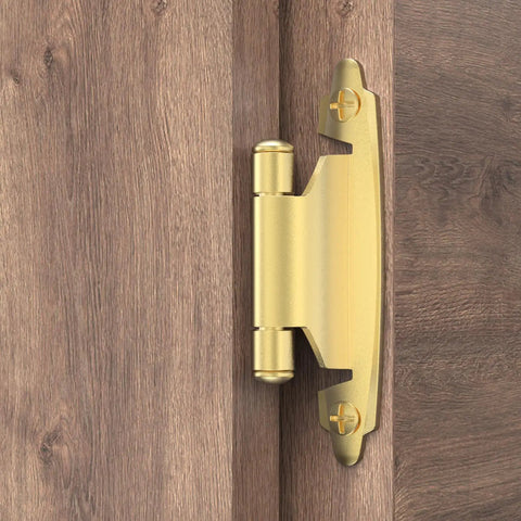 Heavy Duty 1/2 Inch Overlay Cabinet Hinges 50 Pack Self Closing With Nifty Rubber Buffer Pads Top Tier Brass Gold Hardware for cabinets