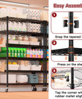 Six Tier Beefy Wire Shelving On Wheels For Garage Storage 36 Inch Wide By 18 Inch Deep By 78 Inch High Heavy Duty Steel Construction Holds Up To 1500 Lbs Total Capacity Per Shelf 250 Lbs Mobile Rack in kitchen storage use