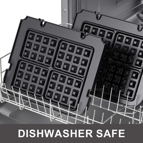 Killer Replacement Waffle Plates That Make Your Countertop Grill Work Smoother Than Ever in dishwasher, showcasing nonstick surface.