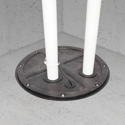 Sewage Basin Cover With Flanges And Cord Grommet, Gas Tight Odor Free Seal, Heavy Duty Structural Foam Construction, Reusable PVC Seal For 8 Bolt System, Made In USA Model SF16101E installed on concrete