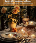 Flameless LED Tea Lights Set For Party And Home Battery Operated Flickering Votive Candles on elegant dinner table