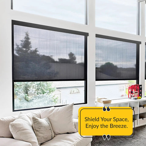 Heavy Duty Fiberglass Insect Screen Mesh Cloth Roll 36 Inch Wide 600 Foot Long Charcoal tight weave in large window frames.