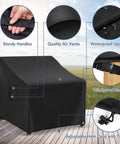 Waterproof Adirondack Chair Covers 2 Pack for Outdoor Patio Furniture Fits Up To 32W x 37D x 36H Inches Black Heavy Duty Weatherproof