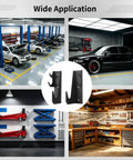 Image showing 2 Pack Heavy Duty Floor Jack Storage Rack Wall Mount Stand For Hydraulic Trolley Jacks in a garage setting.