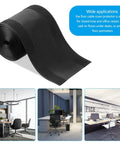 Cord Cover Floor Cable Protector For Carpet 4 Inches Wide By 50 Feet Long Easy Cut To Fit Keeps Cables Sorted And Safe Prevents Trip Hazards Great For Office And Home Setup Black shown with office scenes