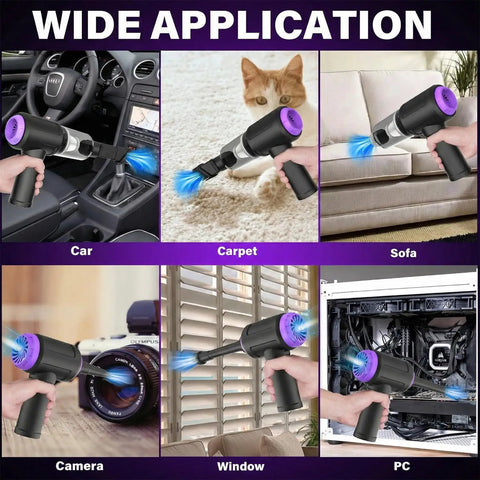 3 In 1 Computer Cleaning Tool With 110000 RPM Electric Air Duster And 14500 Pa Vacuum USB Rechargeable in use on various objects