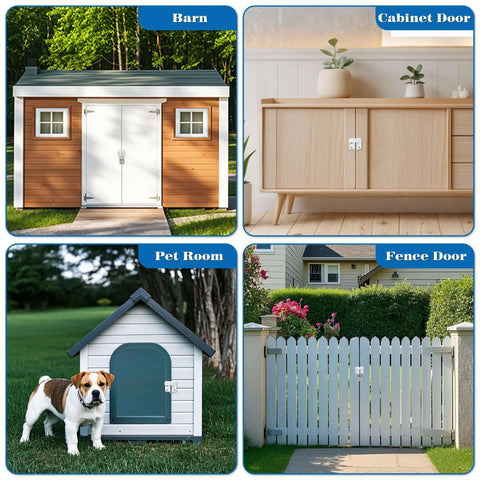 Flip Gate Latch Beefy Lock With Slide Bolt for barn, cabinet, pet cage, and fence door applications, matte white SUS304.