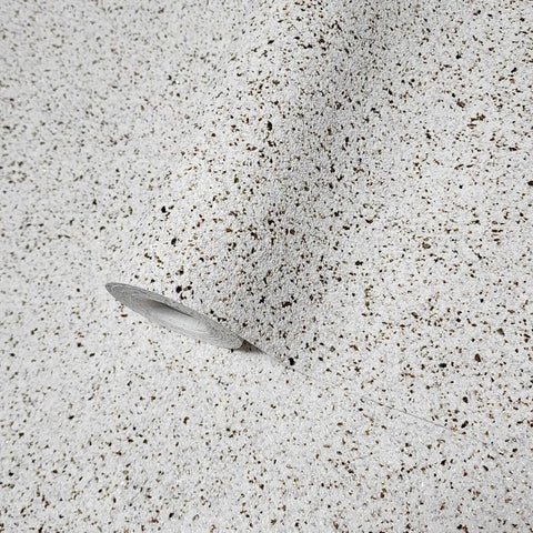 Top Shelf Cream Off White Textured Stone Wallpaper With Real Natural Mica And Subtle Gold Shimmer For A Straight Up Knockout Peel And Stick Room Makeover rolled showing detailed mica texture.