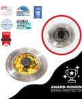 Revolutionary No Clog Sink Strainer Basket With Stopper In Durable Stainless Steel with awards and drain view