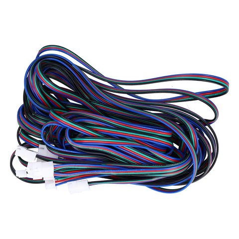 Professional Grade Five Pack Xh2 54 Four Pin Motor Extension Leads For Extruders And Servo Motors At Two Meters, colorful cable bundle.