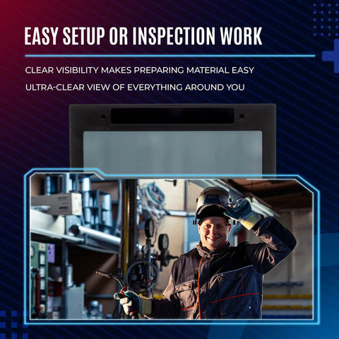 Auto Darkening 2x4 Welding Lens Shade 10 for most helmets demonstrating ease of use for inspection work with clear visibility