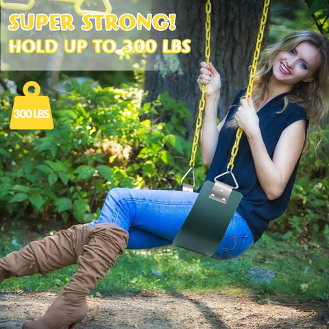 Woman on Beefy Heavy Duty Swing Seat With Metal Triangle Rings For Kids And Adults, Replacement Outdoor Swing Set Accessory