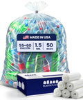 Ultra Tough 55 To 60 Gallon Trash Bags 1.5 Mil Clear Liners 38 By 58 Inches Puncture Resistant with recycling bottles