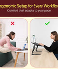 Dual Laptop Stand With Adjustable Height For Home Office, DJ Gear, Gaming Rig And Studio Setup And Workstation shown in ergonomic use