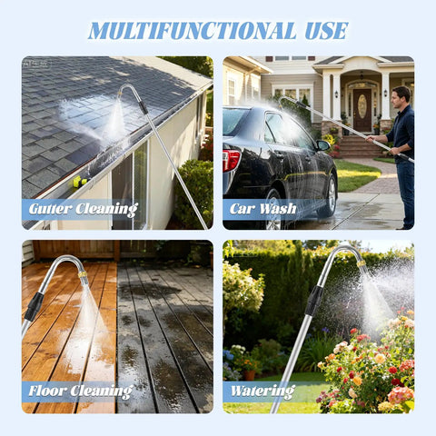 16Ft Telescoping Gutter Cleaning Tool From Ground With Up To 24Ft Reach Bendable Flexible Wand Metal Curved Wand for various uses