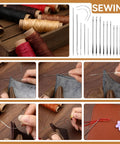 All In One Leather Working Kit For DIY Fans With Storage Bag Pro Grade Stitching Tools Groover Prong Punch Waxed Thread In 10 Colors Stamps Thimbles Finger Cots And Scissors For Easy Craft Making And Punching