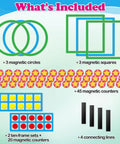 Magnetic Number Bonds And Ten Frame Set Go To Classroom Essential showing contents including circles, squares, counters, and frames.