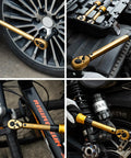All In One Torque Wrench Set With 1/4, 3/8, And 1/2 Inch Drives used on car wheel, bike, motorcycle, and stored in case