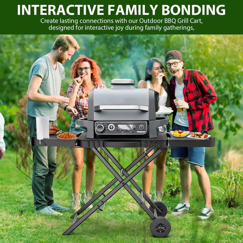 Portable Indoor Grill Table Stand For Ninja Woodfire OG701 OG850 OG951 Series with 51 inch wide setup in outdoor setting