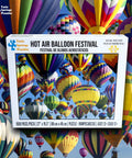 Box of Hot Air Balloon Festival 1000 Piece Jigsaw Puzzle With Easy Grip Pieces showing colorful balloons against blue sky