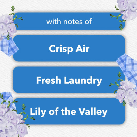 Image showing notes of Crisp Air, Fresh Laundry, and Lily of the Valley with floral accents, related to PlugIns Air Freshener Starter Kit.