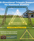 Backyard Swing Set Built Tough With Monkey Bars Trapeze Bar And Two Belt Swings Heavy Duty Metal Playground For Kids Outdoor Jungle Gym In Green And Brown Weather Resistant Powder Coated Steel with triangle support for stability