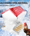 Heavy Duty Galvanized Chicken Feeder Rat Proof Poultry Food Dispenser With Secure Lid Weatherproof Coop Feeder for snowy conditions.