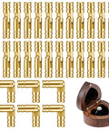 Brass Barrel Hidden Hinges 30 Pack For Wooden Boxes And Cabinets, 270 Degree Folding Small Hinge For Diy Crafts visible, wooden jewelry box.