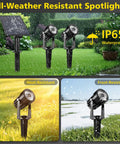 Dual Head 2W Solar Spotlight LED Outdoor Landscape Lights Waterproof Security Wall Lights for Backyard Patio Garden Auto On Off