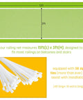 Diagram showing dimensions of Kid Safe Banister Guard Net For Baby And Pets 15ft Long 3ft High, 58 white zip ties included
