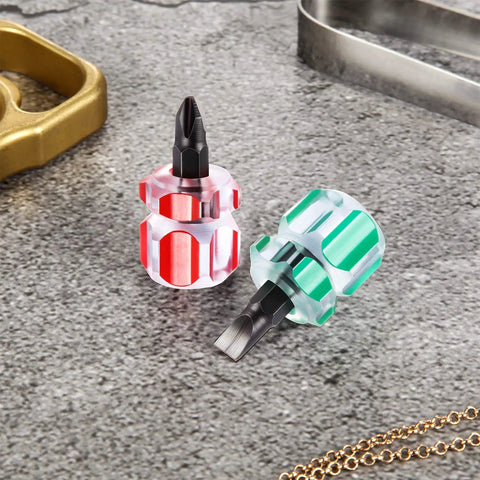Two Piece Mini Screwdriver Set For Sewing Machines And DIY Fixes, Grab And Go Pocket Tools With Slotted Flat Head And Phillips Cross Head
