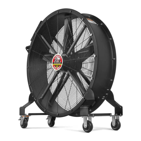 Hella Powerful 47 Inch Portable Industrial Fan With Stepless Variable Speed Motor, heavy-duty mobile design for warehouses and gyms.