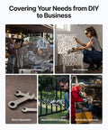 Collage of images showing metal customization, DIY creations, parts fabrication, maintenance and repairs, and automotive services.