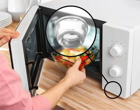 Heavy Duty Clear Silicone Bumper Pads With Sweet Sticky Backing And Quiet Dampening Rubber Feet For Furniture Drawers Kitchen Counters And Home Electronics No Sweat Setup Always under a microwave.