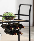 Prime Rolling Industrial Bar Cart With Heavy Duty Dual Tier Shelves And Rustic Wood Metal Build For Kitchen Wine Storage and grapes display.