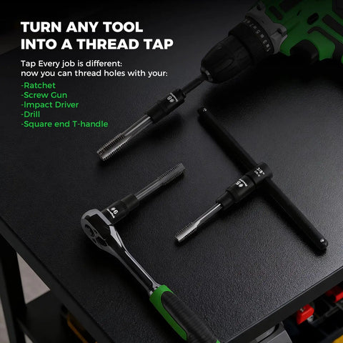 13 Piece Magnetic Tap Socket Set With 1/4 and 3/8 Inch Drive Square Sockets And Tap Handle Includes Fractional MCTI Pro Grade Tap