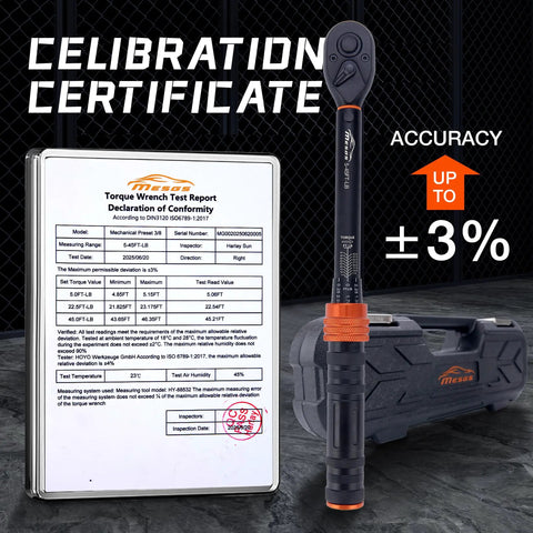 Three Eighths Inch Drive Torque Wrench 5 To 45 Ft Lb 6.8 To 61 Nm With Three Percent Accuracy Pro Grade 72 Tooth Dual Direction Mini Torque Wrench Featuring Reversible Head Quick Release And Dual Scale For Bike Maintenance, calibration certificate and case