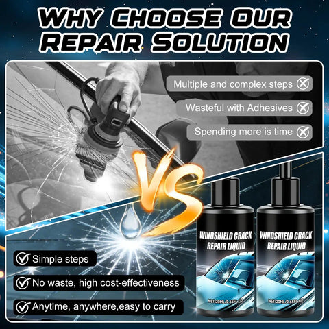 Two Pack Windshield Chip Repair Kit That Fixes Chips Fast With A Five Minute Quick Glass Repair Liquid For Long Lasting Results On Windshields Mirrors And All Crack Types Upgrade 2026 with bottles and usage diagram