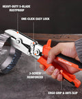 ValueMax 5-blade hand crimper (side view) with orange ergonomic grips; rustproof stainless steel.