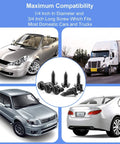 8PCS Stainless Steel License Plate Screws Set Black, Rust Proof And Anti-Rattle Bolts For Most Cars And Trucks, shown with vehicles.