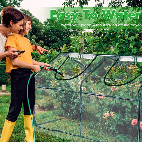Compact Outdoor Mini Greenhouse With Roll Up Door No Fuss Setup Portable Tunnel Grow Shelter Clear UV Waterproof Cover Sturdy Steel Frame And 8 Ground Stakes 71 Inch By 36 Inch By 36 Inch