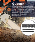 Logger using pocket chainsaw breaker tool set with 12 chain joiner links and rivets kit for quick chain removal and repair.