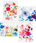 Assorted Blank Greeting Cards With Painted Flower Designs, 48 Cards And Envelopes, 4 Styles, showing colorful floral patterns