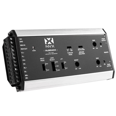 4 Channel Active Line Output Converter With Impedance Matching And Remote Level Control For Car Audio, front view showing controls