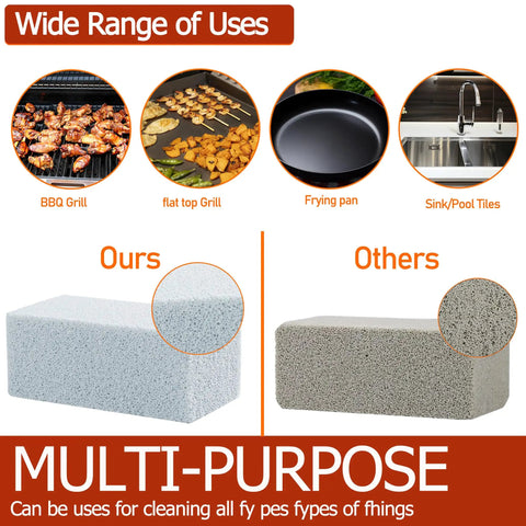 Comparison between Heavy Duty Griddle Cleaning Brick With Handle 5 Pack Pumice Stone Grill Cleaner and regular cleaner.