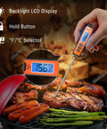 Digital Meat Thermometer For Cooking And Candy Making, Instant Read in 1 to 3 Seconds, 5.3 Inch Long Probe on grilled meat