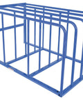 Heavy Duty Workhorse Steel Sheet Rack For Vertical Plywood Storage 84X50X44 Inches Blue Powder Coat Finish, showing four bay design.