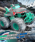 Waterproof Amphibious 1To16 Scale RC Car With 4WD Monster Truck All Terrain Off Road Toy for Kids in action on rocky terrain.